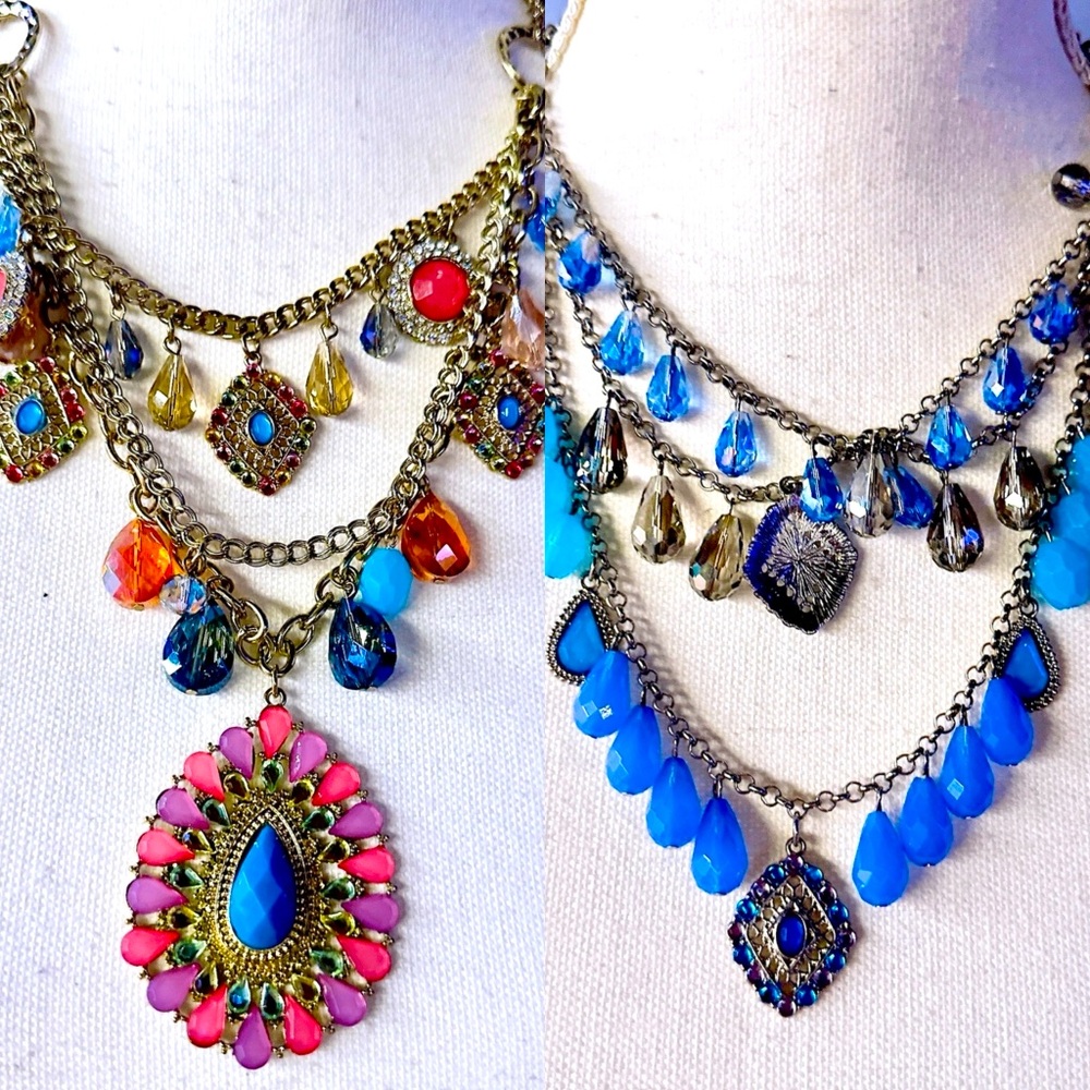 Statement‎ Necklace Lot of 2 Pieces Layered Jewelry Necklace Accessories